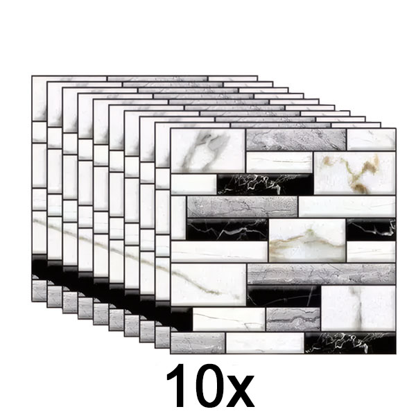 1x Naklejki ścienne 3D o wyglądzie marmuru (10 sztuk) | MARBLEBLOCKS